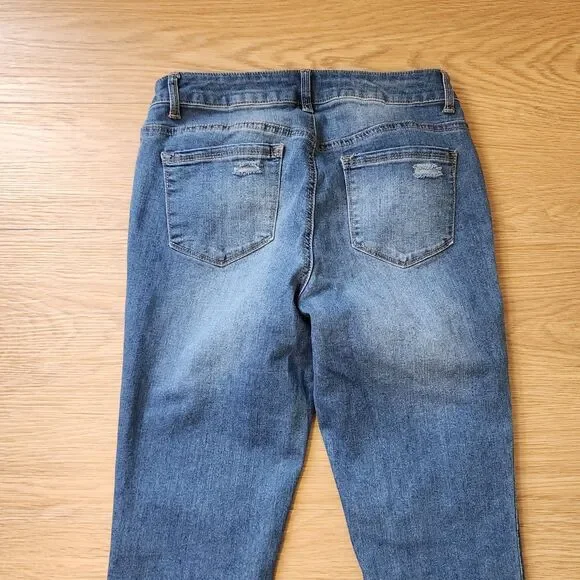 1822 Denim Jeans Womens 6 Taylor Skinny Stretch Cuffed Cropped Hippie Blue 28x24 - Picture 10 of 11